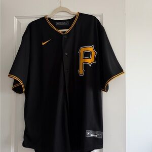 Nike Black Baseball Jersey with Gold Patch Accents